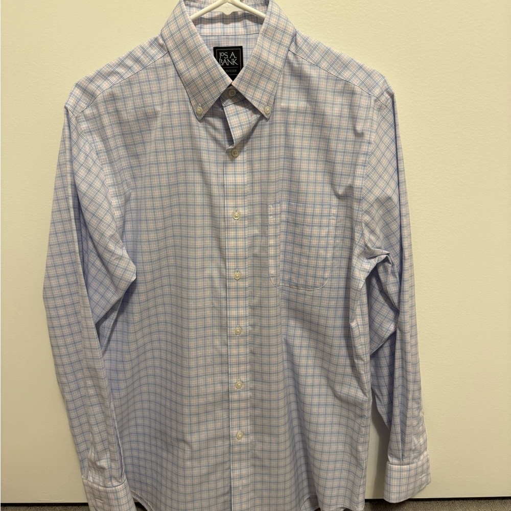 Jos. A. Bank Light Blue Plaid Dress Shirt